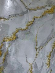 2 Adet 5 Metre X 60 Cm Beyaz Zemin Gold & Gri Desenli Kendinden Yapışkanlı Mermer Desenli Folyo