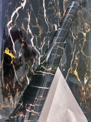 2 Adet 5 Metre X 60 Cm Siyah Zemin Gold & Beyaz Desenli Kendinden Yapışkanlı Mermer Desenli Folyo