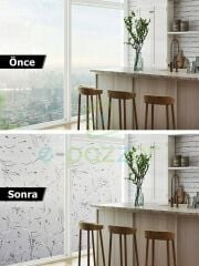 3 MetreX60 Cm Uv Koruyucu Dekoratif 3D Buzlu Çiçek Desenli Cam Banyo Pencere Folyosu Statik Sticker