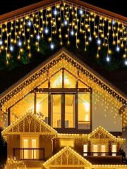 Ip65 3 Mt. 30/50/70 Cm Saçaklı Dış Mekan Beyaz Çakarlı Günışığı Perde Led Eklemeli 220v Fişli
