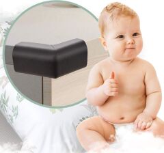 Siyah Set 10'lu Köşe Koruyucu Yastık ve 2 Metre Sarmal Koruyucu Masa Sehpa Mobilya Kauçuk Koruma