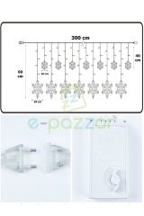 12 Saçaklı Kartanesi Perde Led Işık 8 Mod Fişli Yılbaşı Organizasyon Konsept Süsleme Günışığı