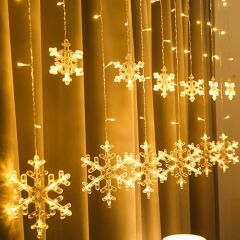 12 Saçaklı Kartanesi Perde Led Işık 8 Mod Fişli Yılbaşı Organizasyon Konsept Süsleme Günışığı