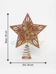 25 Cm Lüx Bakır Simli  Yılbaşı Ağacı Tepe Yıldızı Organizasyon Christmas Konsept Parti Dekor Süsleme