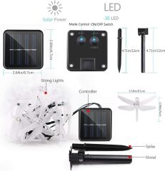 Yusufçuk Kuşu Solar Güneş Enerjili 30 Led Işık Bahçe Balkon Teras Aydınlatma 8 Fonksiyonlu Günışığı