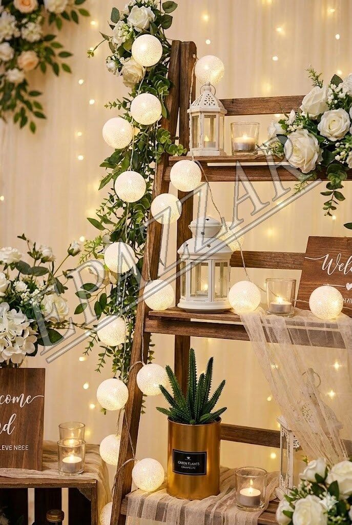 Beyaz 20 Led Koton Led Işık Özel Günler Süsleme Işığı 20li pilli Dekoratif Işıklandırma