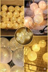 Beyaz 20 Led Koton Led Işık Özel Günler Süsleme Işığı 20li pilli Dekoratif Işıklandırma