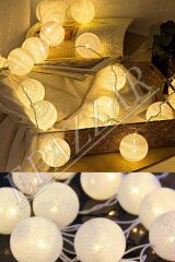 Beyaz 20 Led Koton Led Işık Özel Günler Süsleme Işığı 20li pilli Dekoratif Işıklandırma
