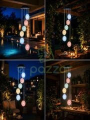 Multicolor Renk Geçişli Kristal 6 Top Silikon Sarkıt Solar Panelli Bahçe Veranda Dekoratif Led Işık