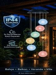 Multicolor Renk Geçişli Kristal 6 Top Silikon Sarkıt Solar Panelli Bahçe Veranda Dekoratif Led Işık