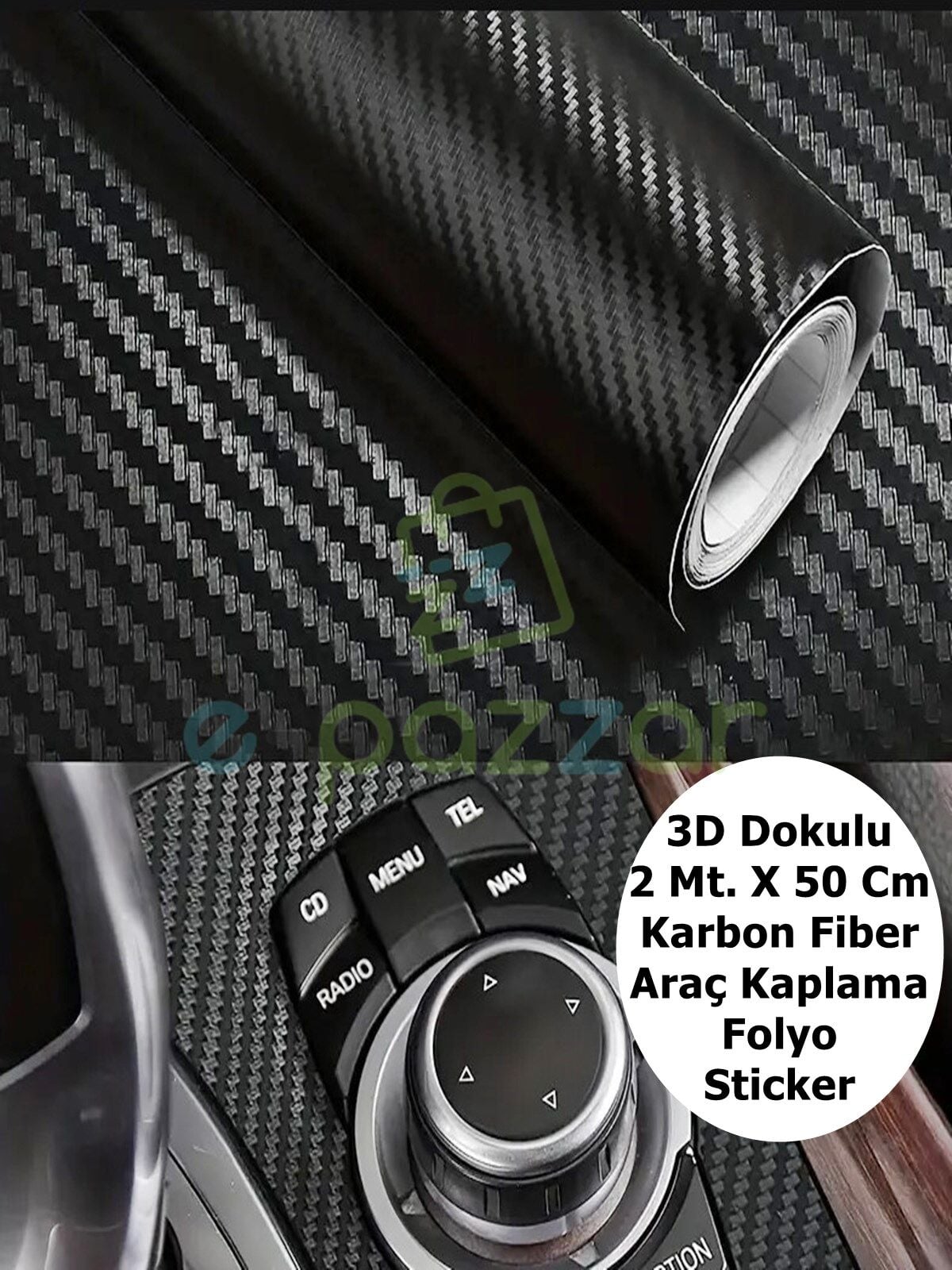 2 Mt X 50 Cm Premium 3D Dokulu Karbon Fiber Araba Motor Mobilya Kendinden Yapışkanlı Kaplama Folyosu