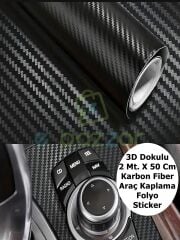 2 Mt X 50 Cm Premium 3D Dokulu Karbon Fiber Araba Motor Mobilya Kendinden Yapışkanlı Kaplama Folyosu