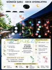 3'lü Set Multicolor Renk Geçişli Kuş / Kelebek /Kristal Top Silikon 6'lı Sarkıt SolarBahçe Led Işık