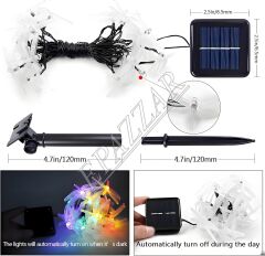 Solar Güneş Enerjili 30 Yusufçuk Böceği Figürlü Led 7 MT RGB Bahçe Balkon Ağaç Aydınlatma Işık