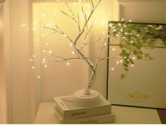 LED Işıklı Ağaç Masa Üstü Yılbaşı Noel Dekor Ağacı Peri Gece Işık 108 LED Usb Ve Pilli