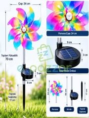 2 Adet Hologramlı 8 Fonksiyon Multicolor Rüzgar Gülü Solar Panelli Bahçe Veranda Aydınlatma Led Işık