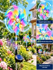 2 Adet Hologramlı 8 Fonksiyon Multicolor Rüzgar Gülü Solar Panelli Bahçe Veranda Aydınlatma Led Işık