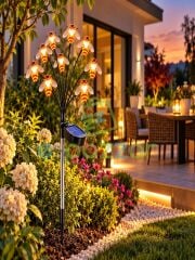 Güneş Enerjili 8 Başlı Bal Arısı Led Bahçe Lambası 2'li Set Dekoratif Solar Dış Mekan Aydınlatma