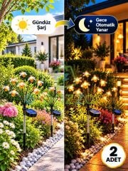 Güneş Enerjili 8 Başlı Bal Arısı Led Bahçe Lambası 2'li Set Dekoratif Solar Dış Mekan Aydınlatma