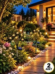 Güneş Enerjili 8 Başlı Bal Arısı Led Bahçe Lambası 2'li Set Dekoratif Solar Dış Mekan Aydınlatma