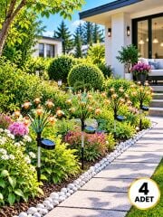 Güneş Enerjili 8 Başlı Bal Arısı Led Bahçe Lambası 4'lü Set Dekoratif Solar Dış Mekan Aydınlatma
