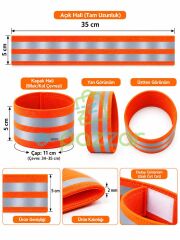 2 Adet Fosforlu Turuncu Reflektör Bant Gece Koşusu Bisiklet Ve Yürüyüş İçin Yansıtıcı Kol Bilekliği